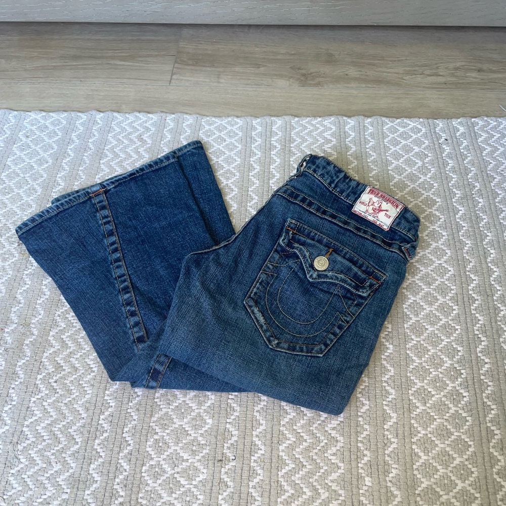 True Religion Blue Flare Wide Leg Jeans